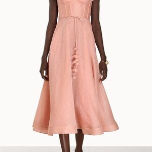 Zimmermann Wonderland floral-appliqué midi dress in blush pink